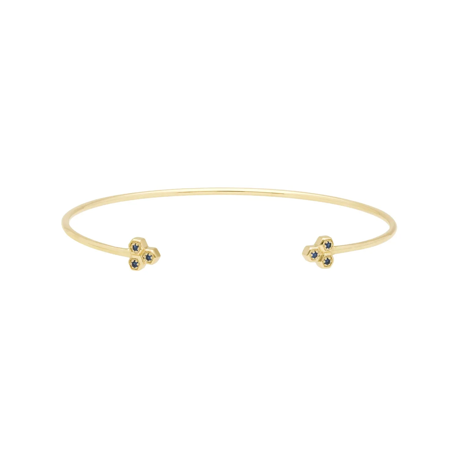 Saphir Trilogie Geometrischer Armreif in 9ct Gelb Gold
