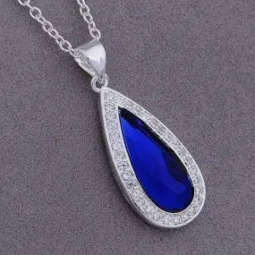 Sapphire Austrian Crystal Waterdrop Necklace