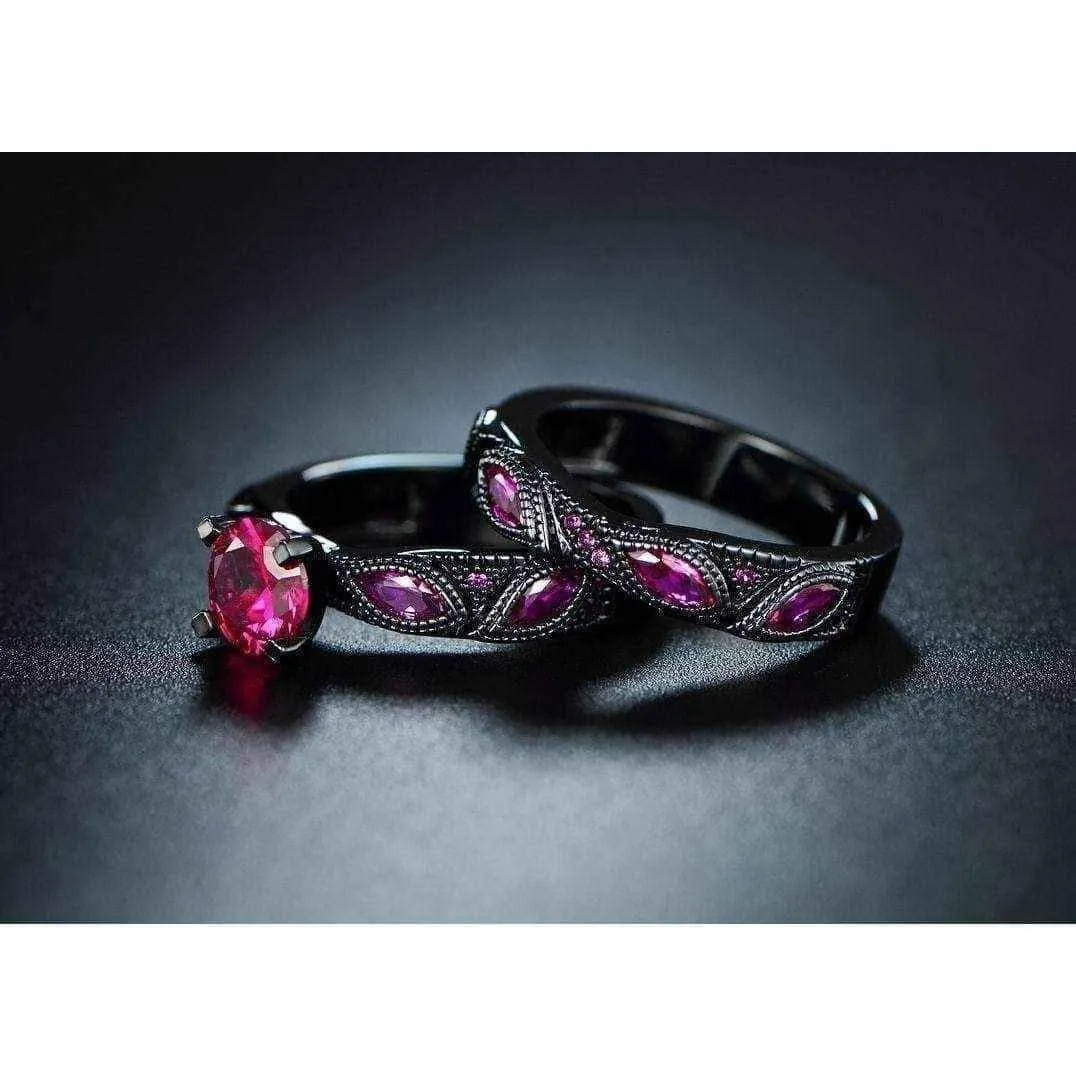 Sapphire engagement ring set