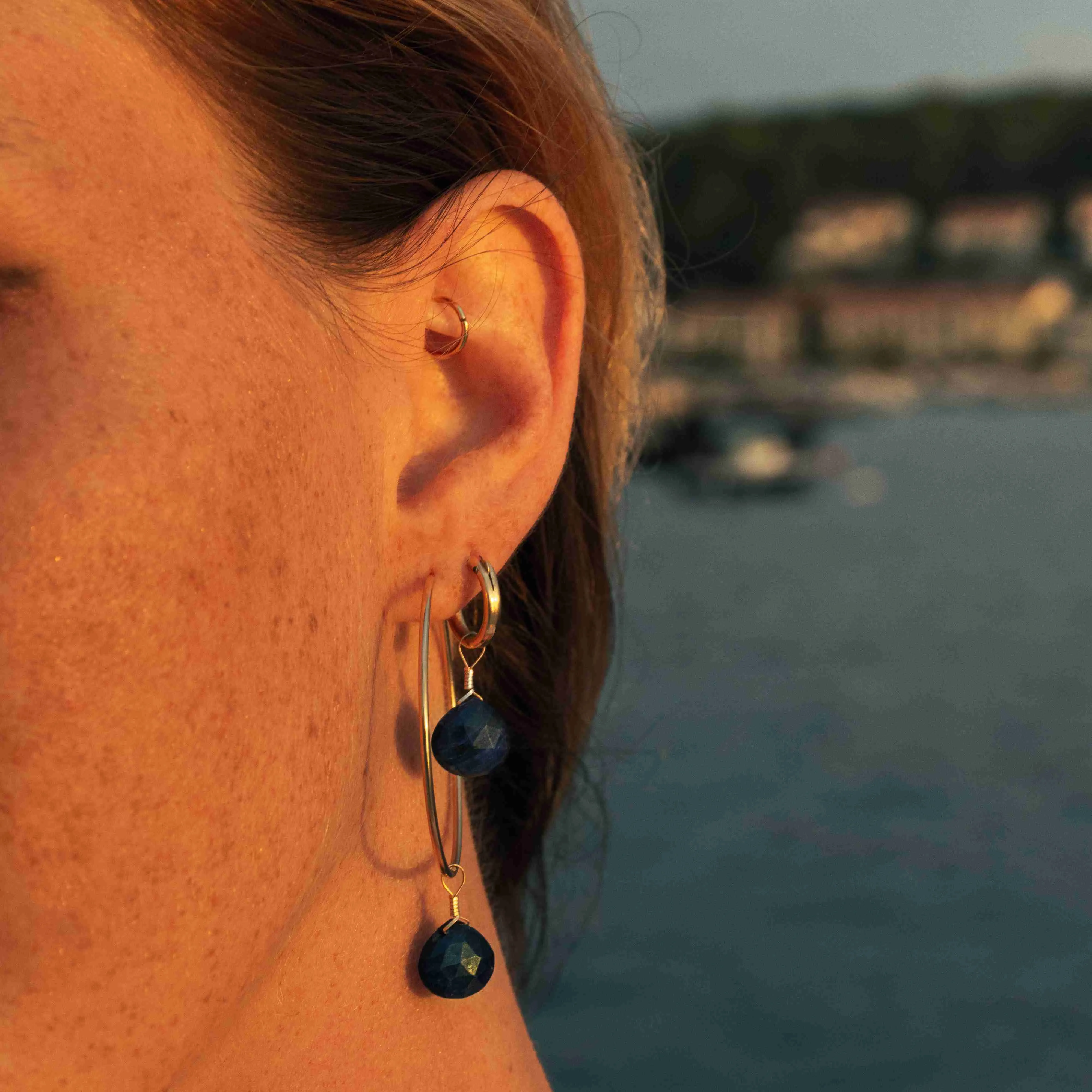Sapphire Hoop Earrings