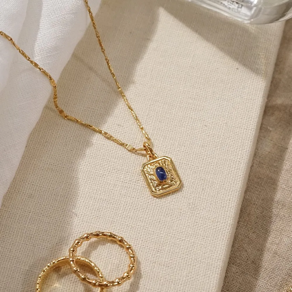 September Sapphire Birthstone Necklace 18ct Gold Plate