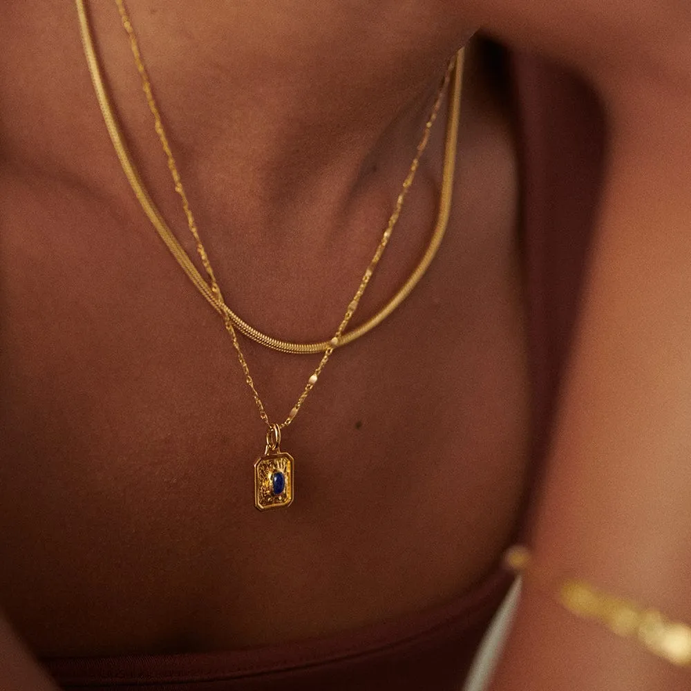 September Sapphire Birthstone Necklace 18ct Gold Plate