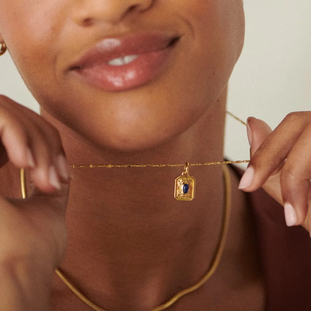September Sapphire Birthstone Necklace 18ct Gold Plate