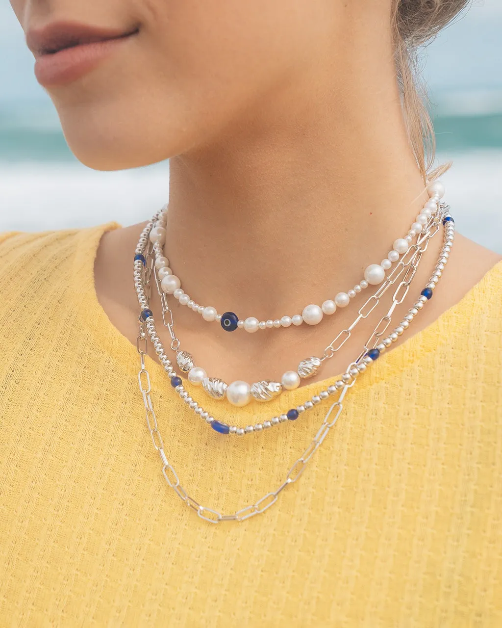 Sibyl Evil Eye & Pearl Choker Necklace