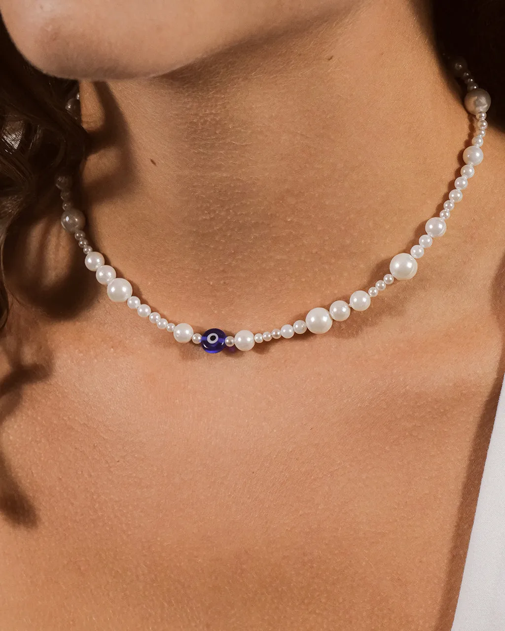 Sibyl Evil Eye & Pearl Choker Necklace