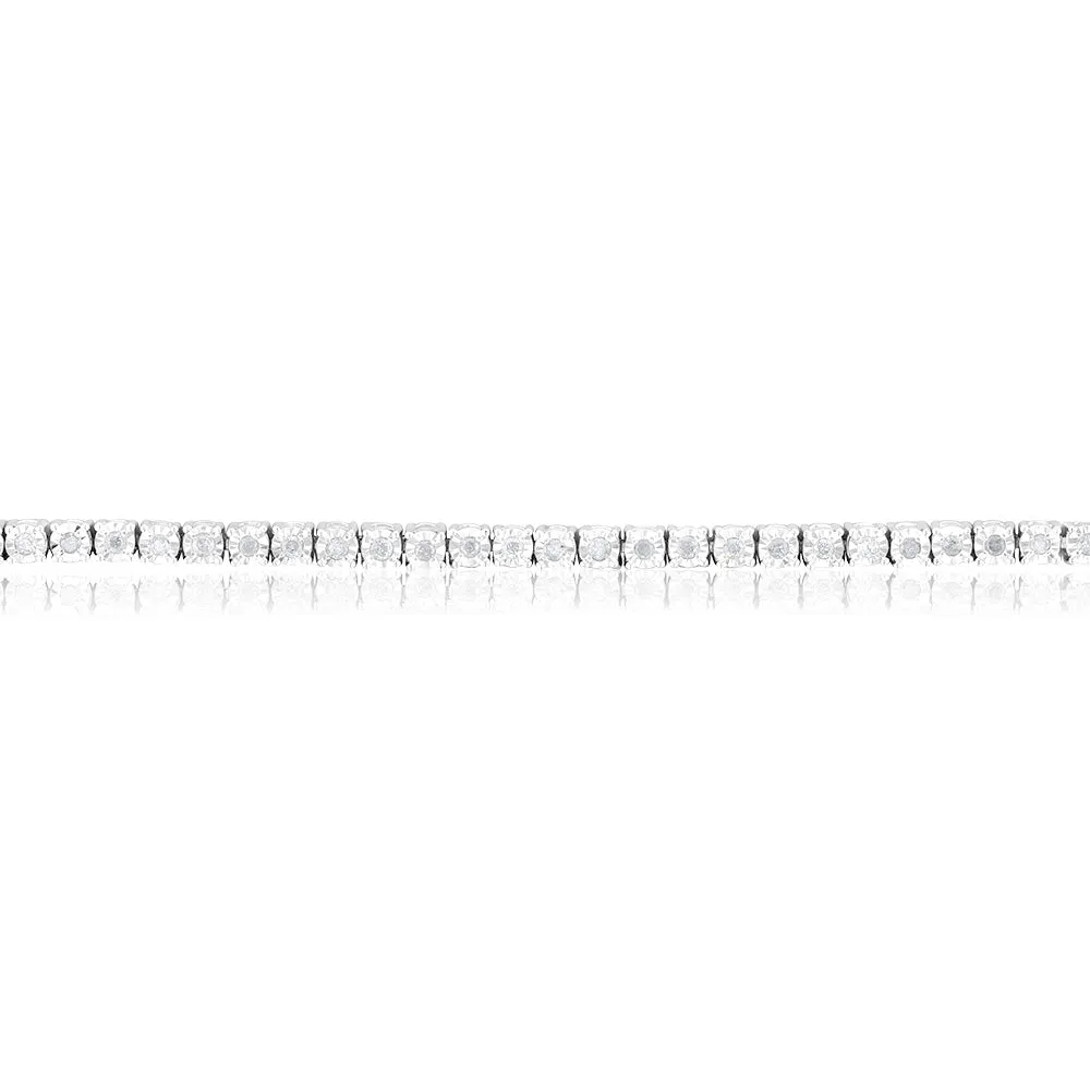Silver 0.95 Carat Diamond Tennis Bracelet 18.5cm