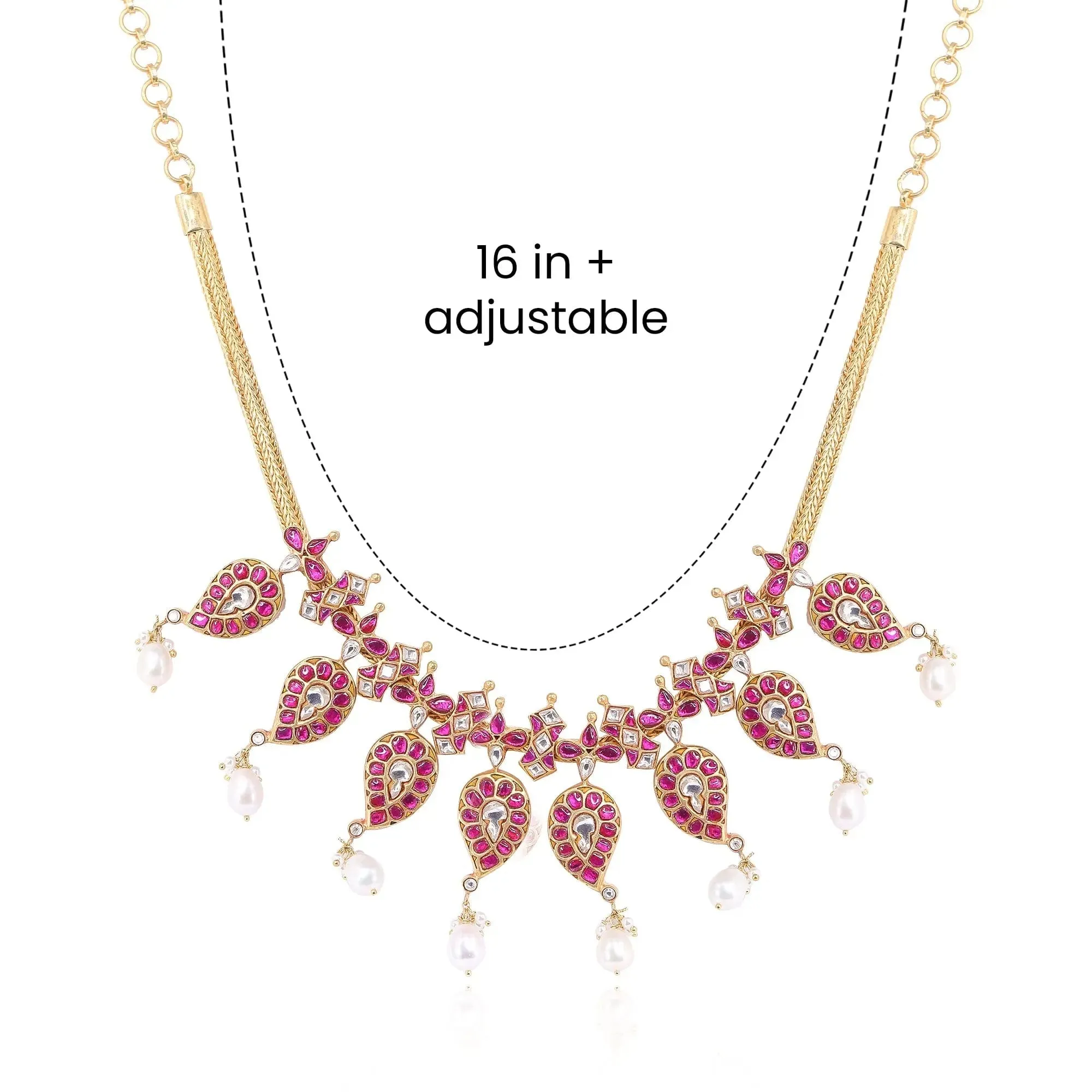 Silver 92.5 Aam Ras Kundan Necklace