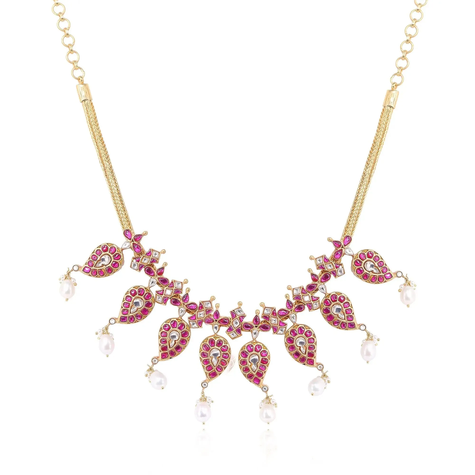 Silver 92.5 Aam Ras Kundan Necklace
