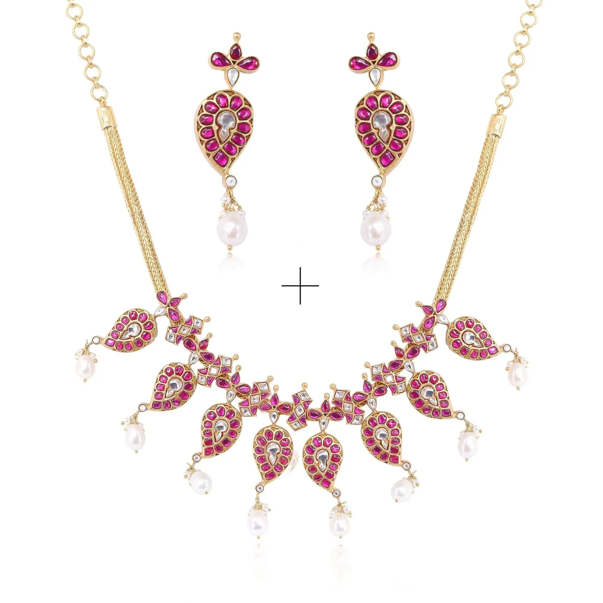 Silver 92.5 Aam Ras Kundan Necklace