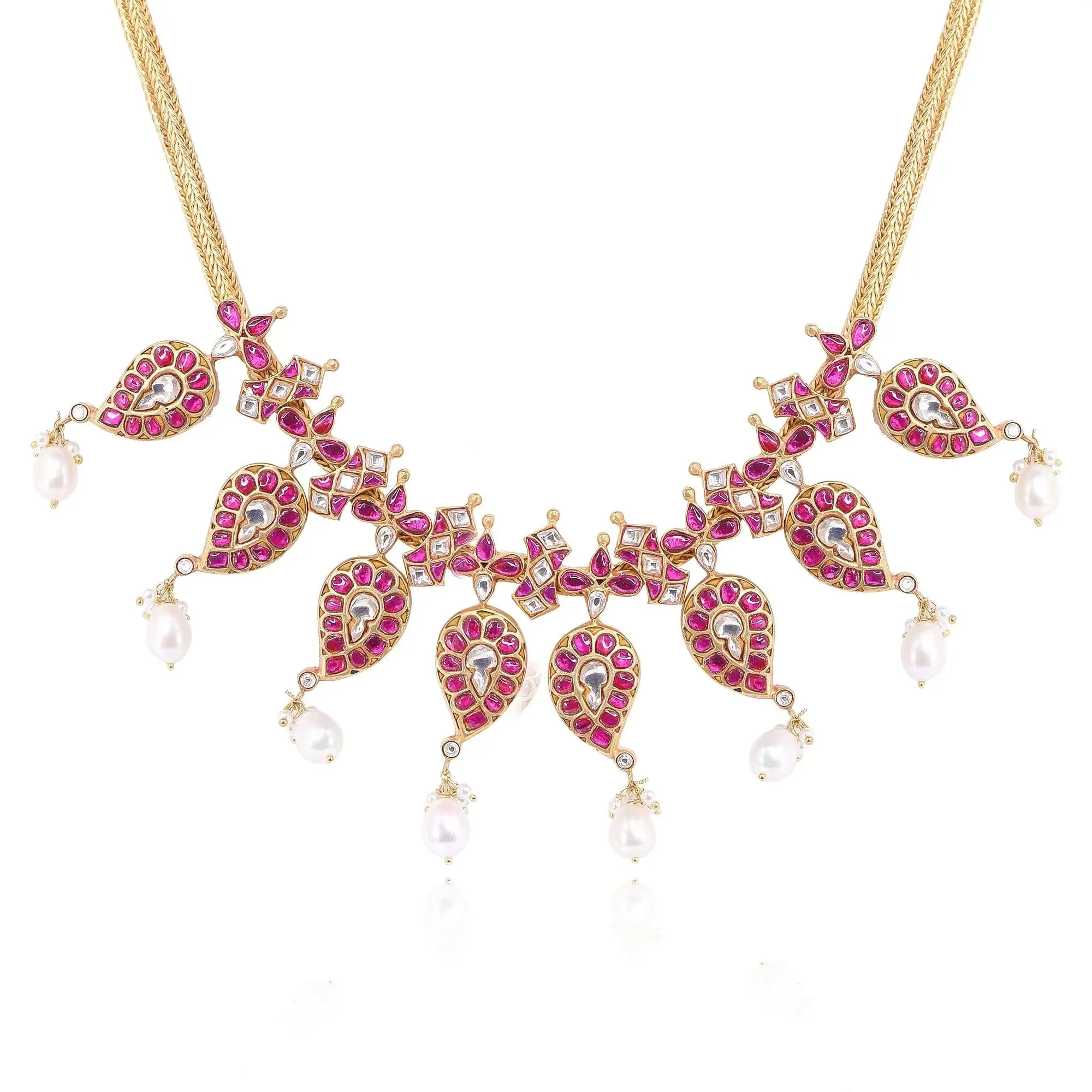 Silver 92.5 Aam Ras Kundan Necklace