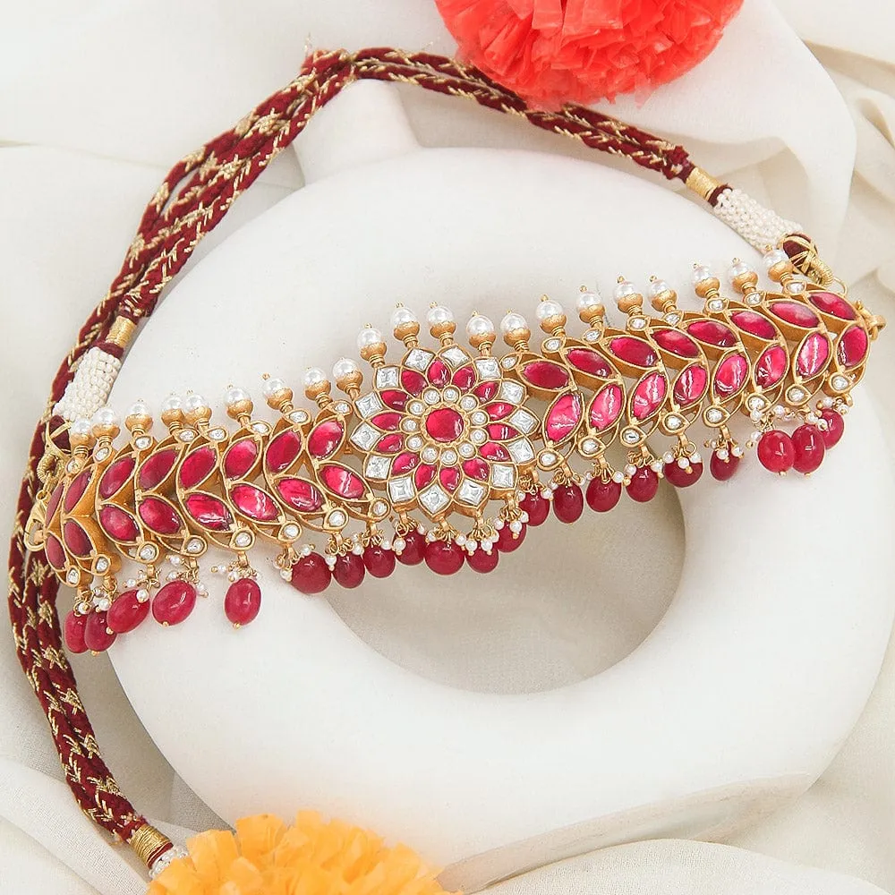 silver 92.5 flower kundan necklace