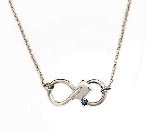 Silver Rowing Infinity with Sapphire Necklace