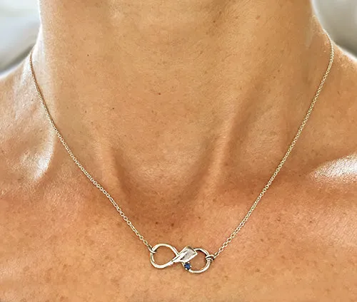 Silver Rowing Infinity with Sapphire Necklace