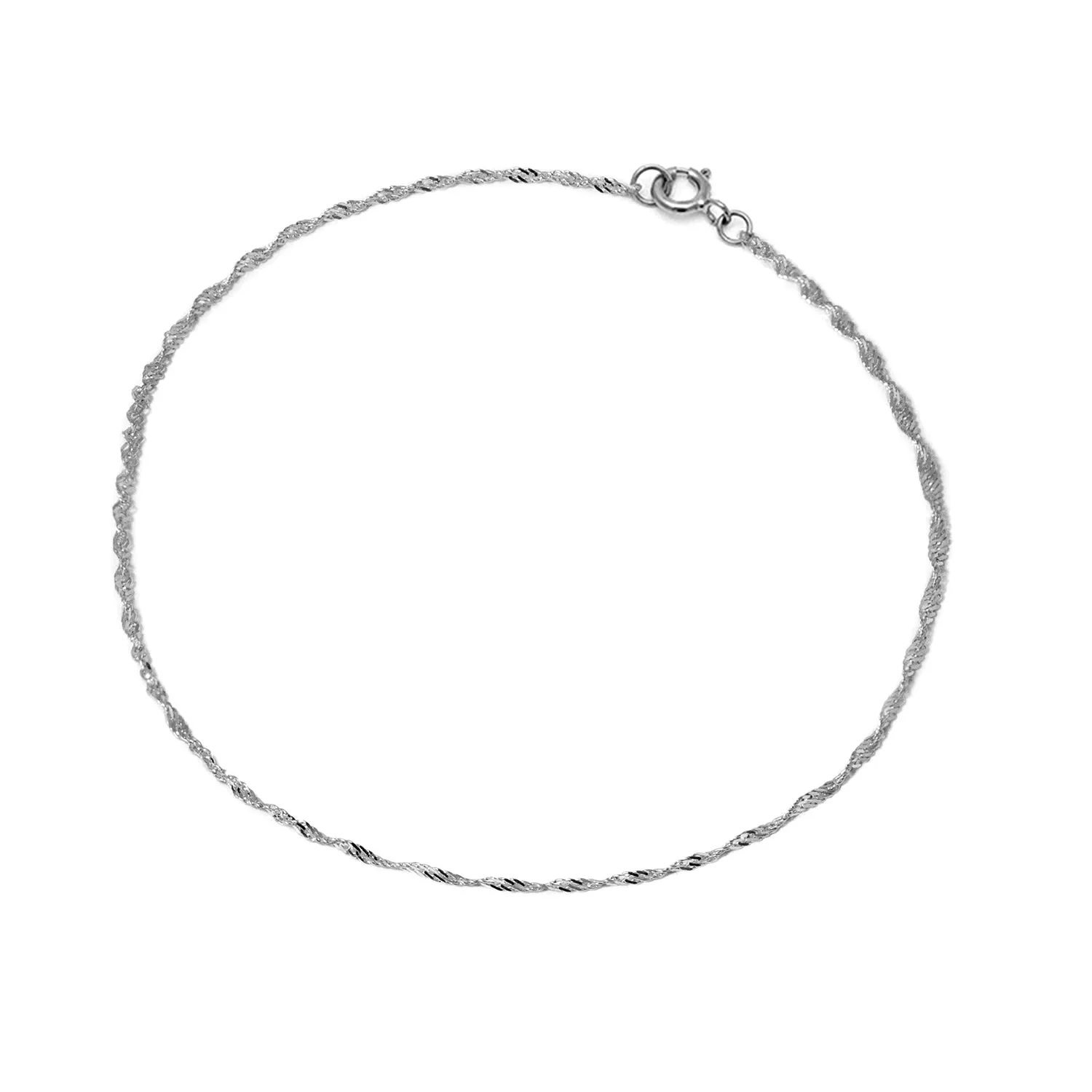 Singapore Chain Anklet | Solid 14k White Gold