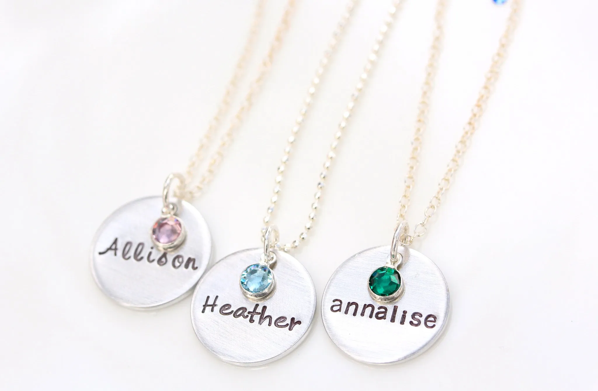 single drop necklace   mini birthstone {sterling silver}