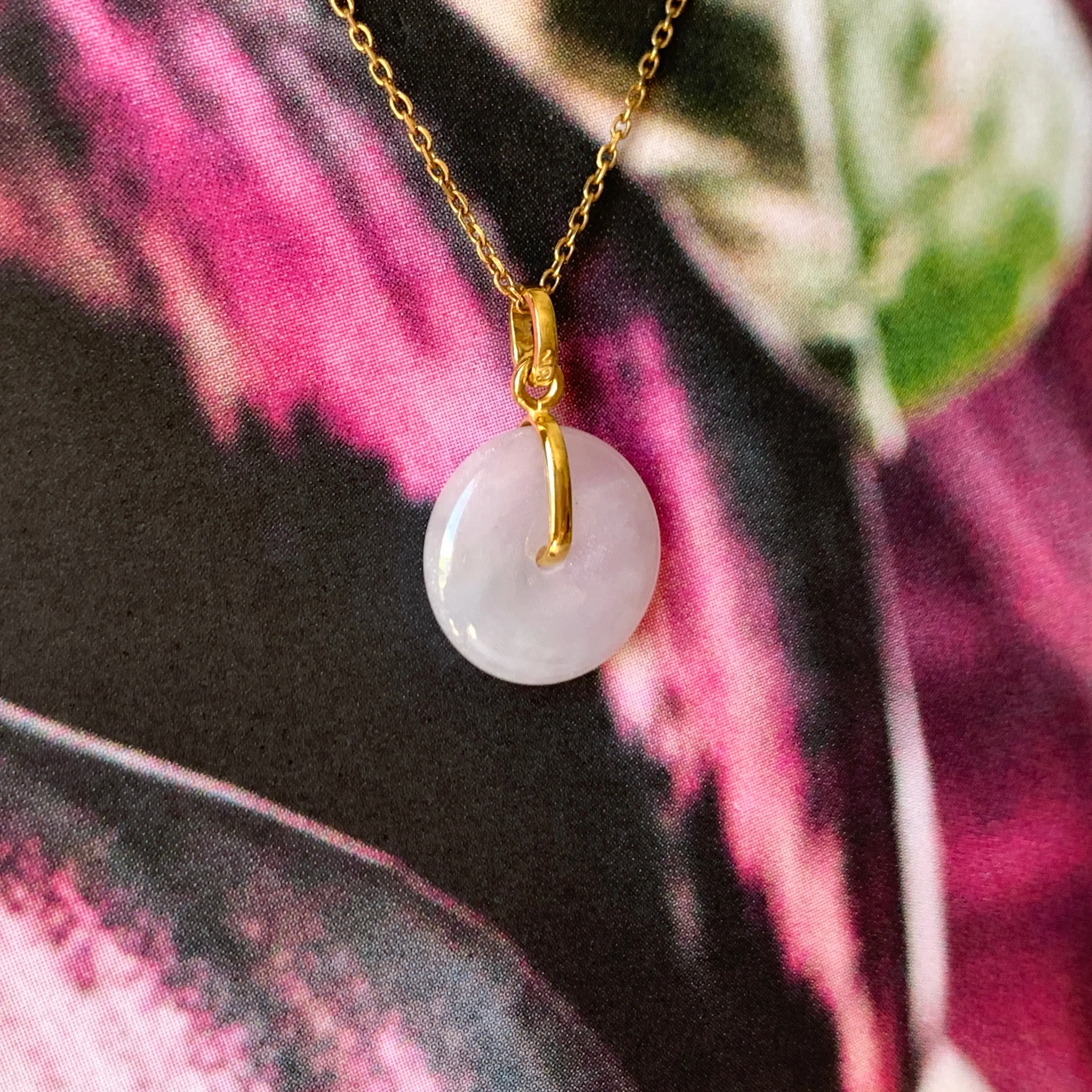 SOLD OUT: A-Grade Natural Lilac Jadeite Mini Donut Pendant No.172286