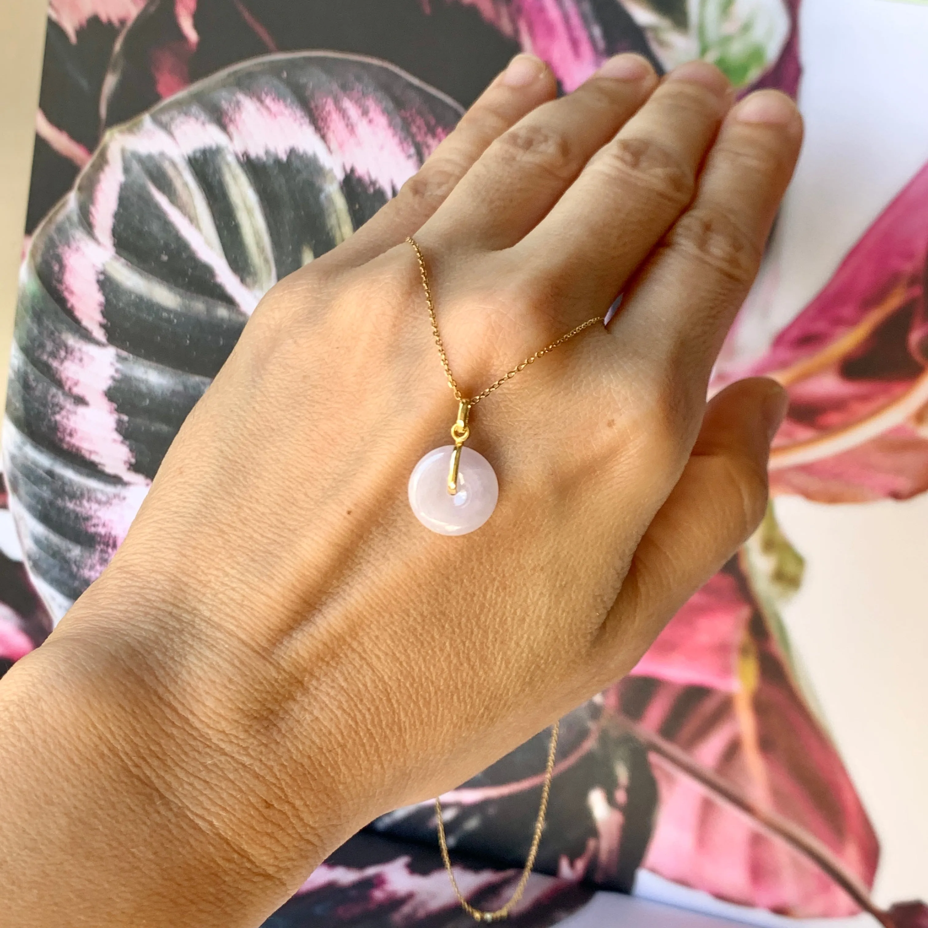 SOLD OUT: A-Grade Natural Lilac Jadeite Mini Donut Pendant No.172286