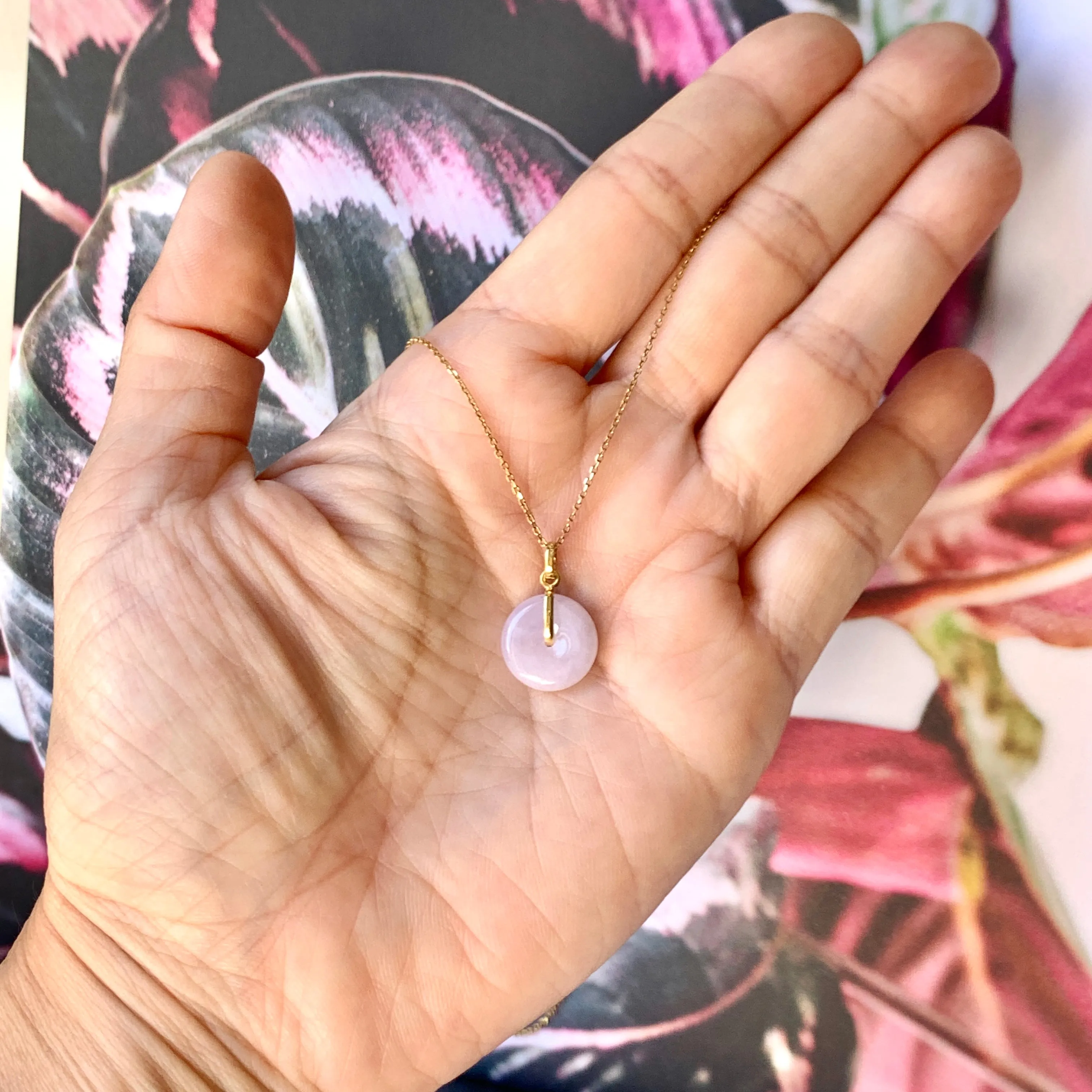 SOLD OUT: A-Grade Natural Lilac Jadeite Mini Donut Pendant No.172286