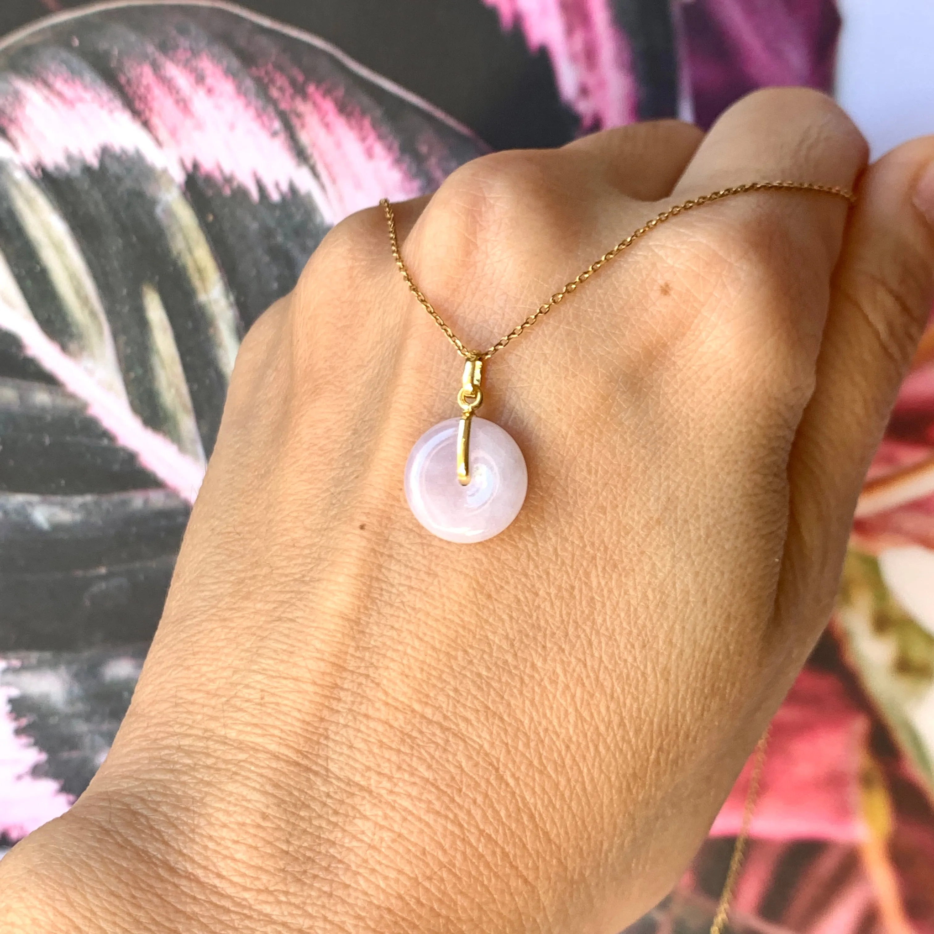 SOLD OUT: A-Grade Natural Lilac Jadeite Mini Donut Pendant No.172286