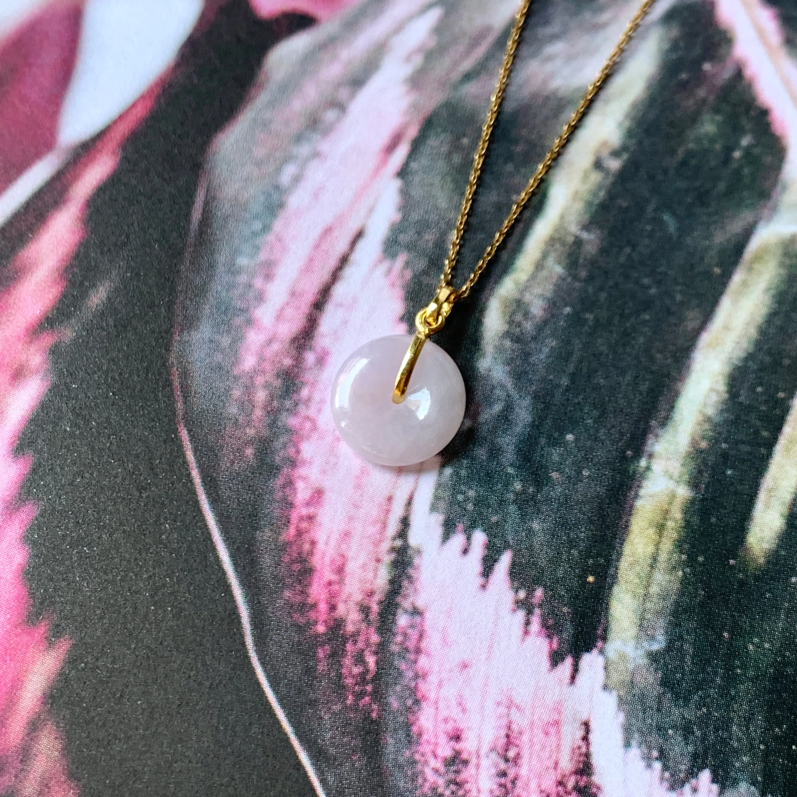 SOLD OUT: A-Grade Natural Lilac Jadeite Mini Donut Pendant No.172286