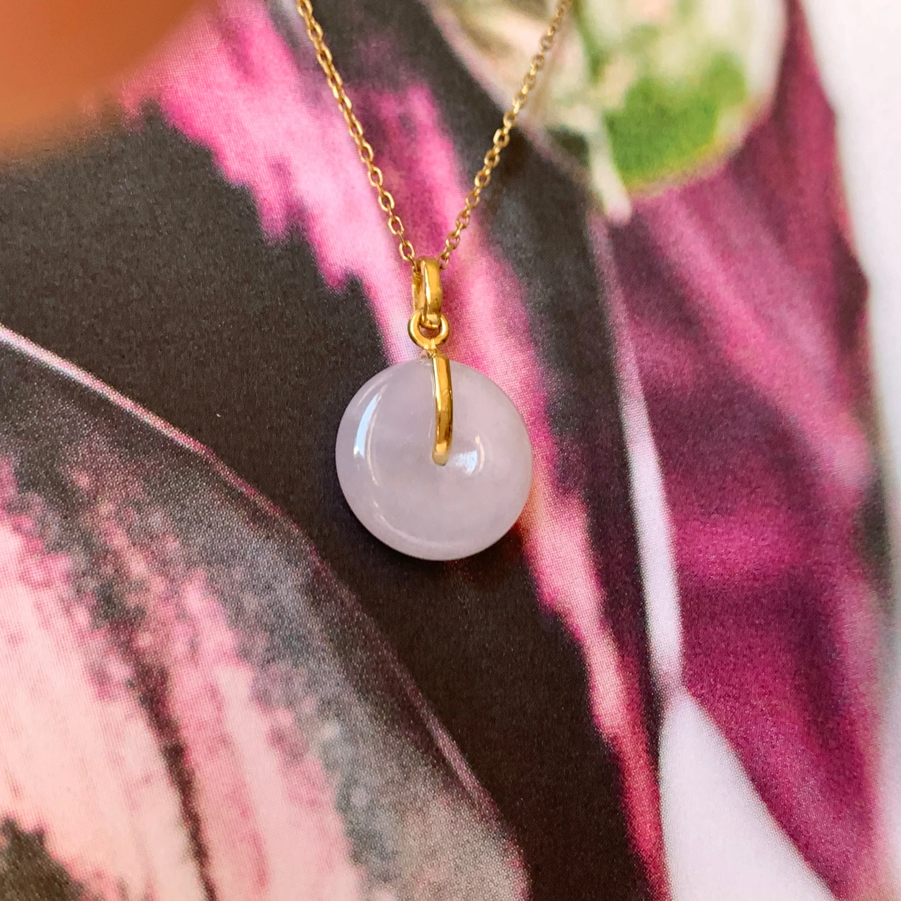 SOLD OUT: A-Grade Natural Lilac Jadeite Mini Donut Pendant No.172286