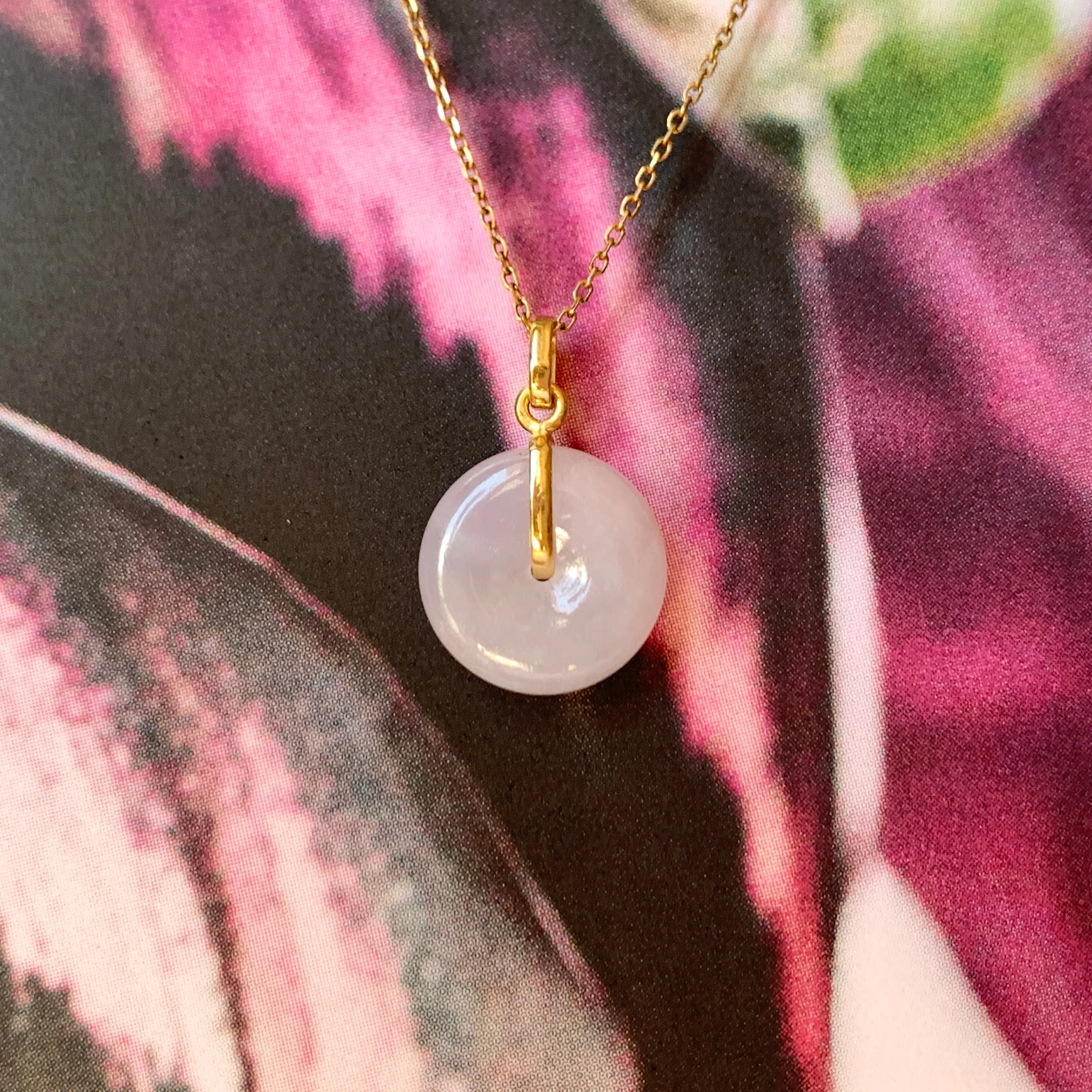 SOLD OUT: A-Grade Natural Lilac Jadeite Mini Donut Pendant No.172286