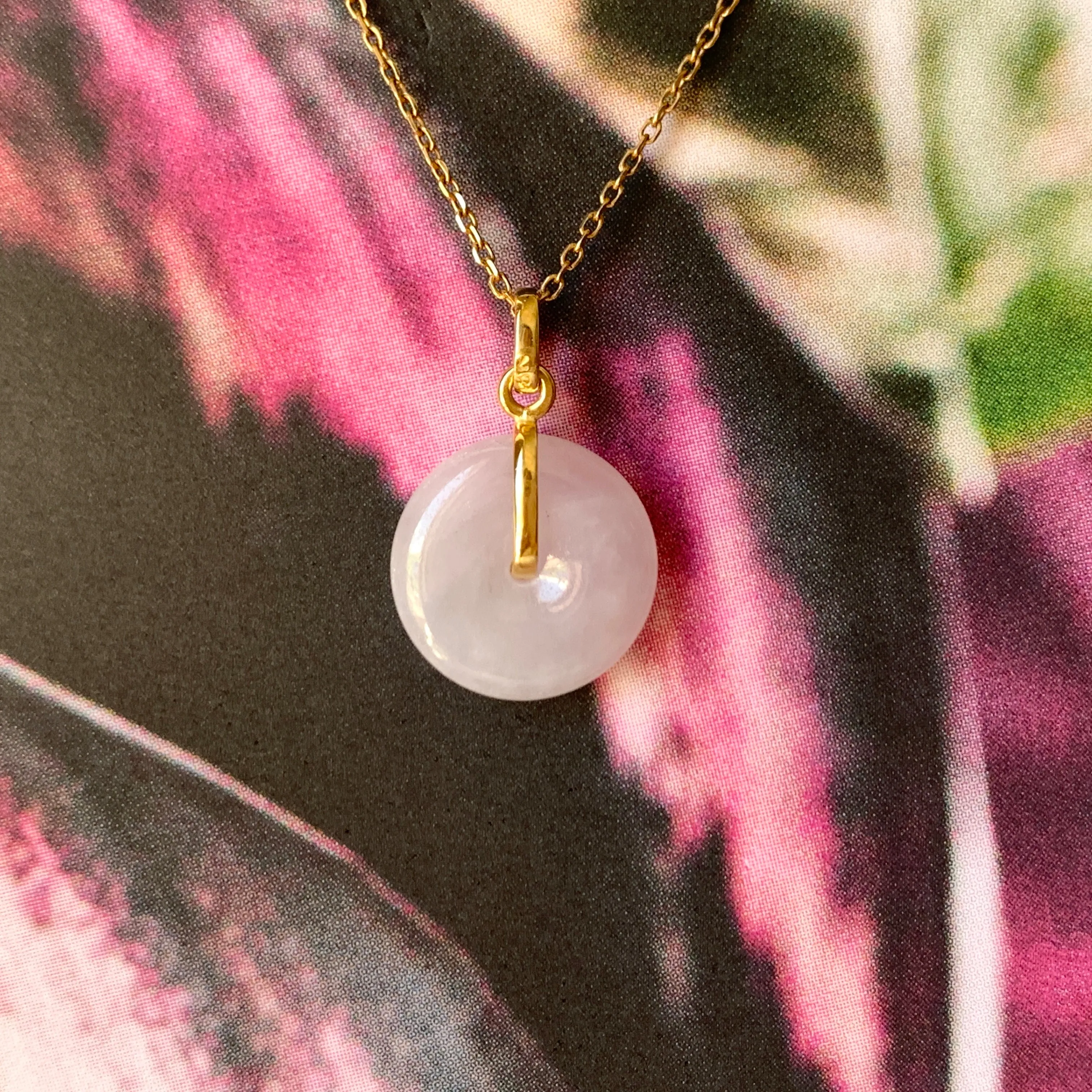 SOLD OUT: A-Grade Natural Lilac Jadeite Mini Donut Pendant No.172286