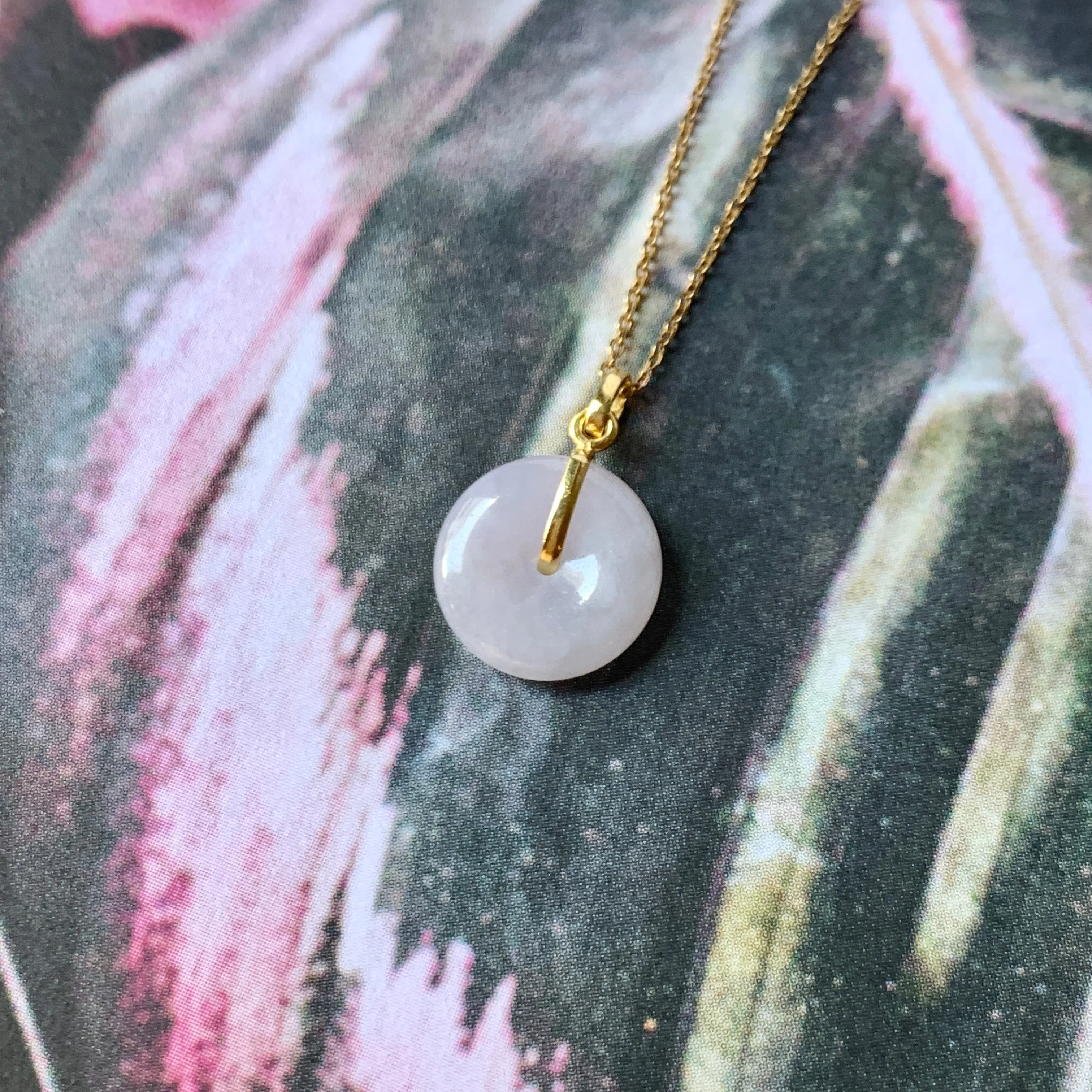 SOLD OUT: A-Grade Natural Lilac Jadeite Mini Donut Pendant No.172286