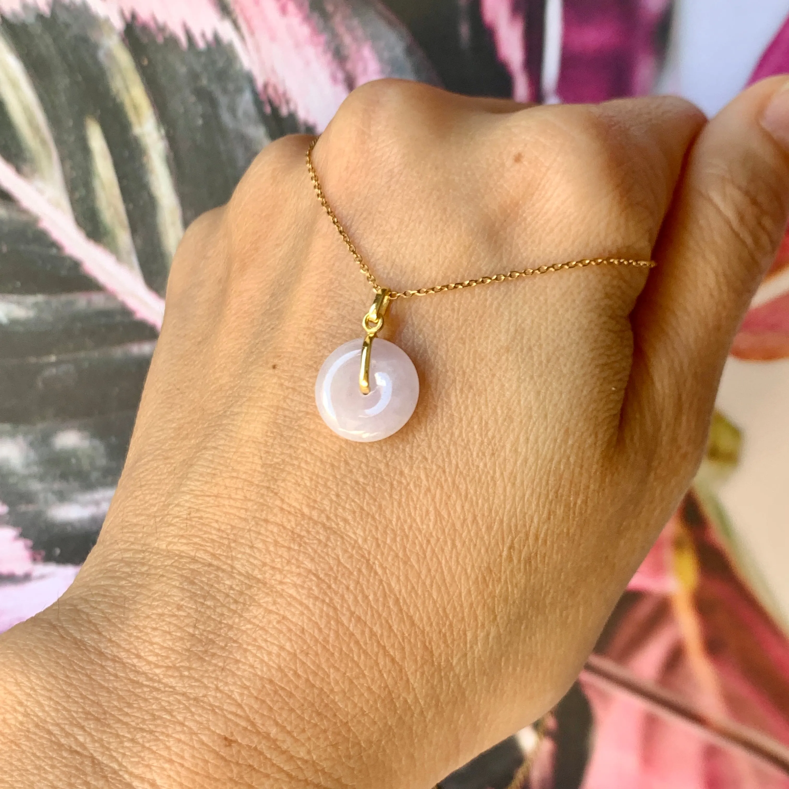 SOLD OUT: A-Grade Natural Lilac Jadeite Mini Donut Pendant No.172286