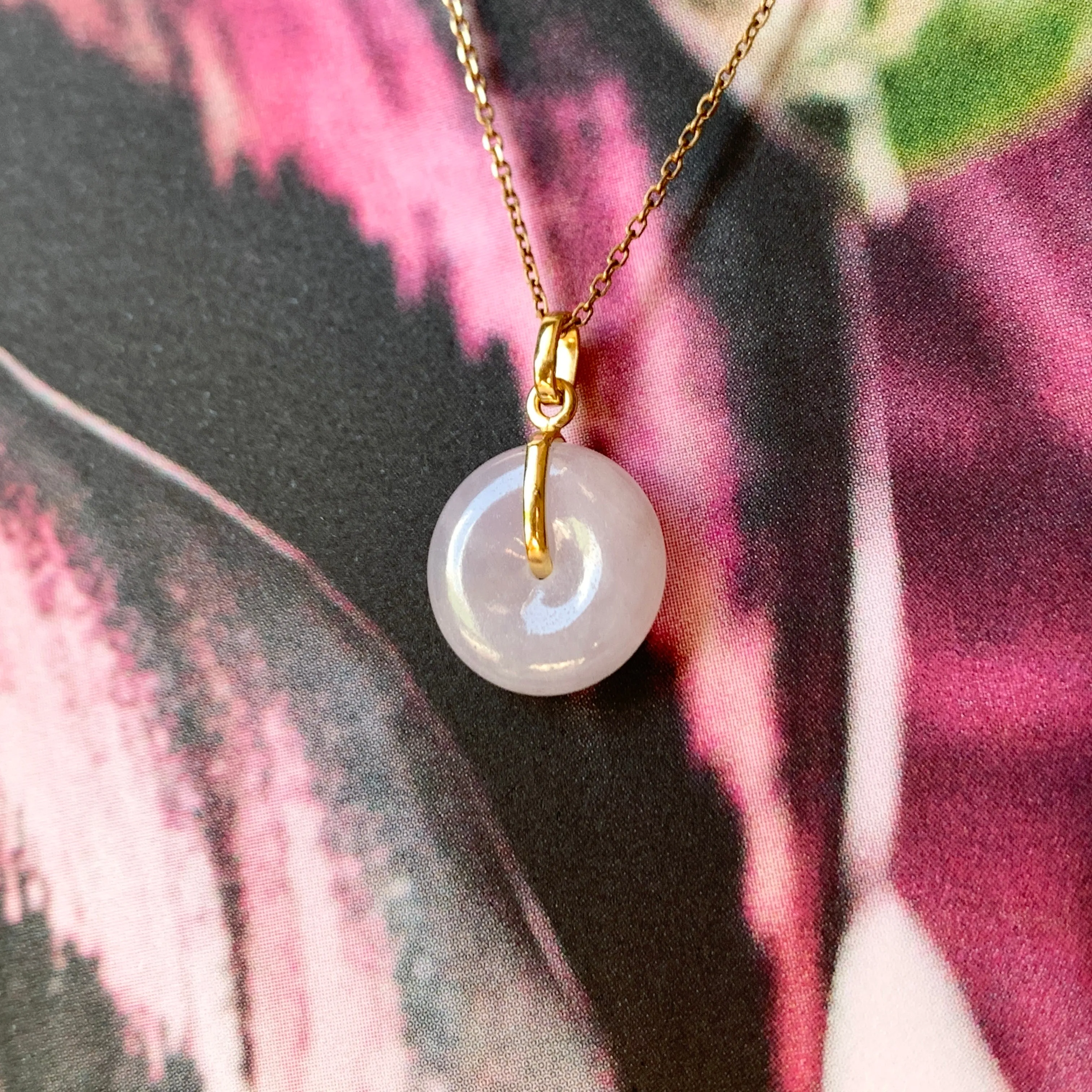 SOLD OUT: A-Grade Natural Lilac Jadeite Mini Donut Pendant No.172286