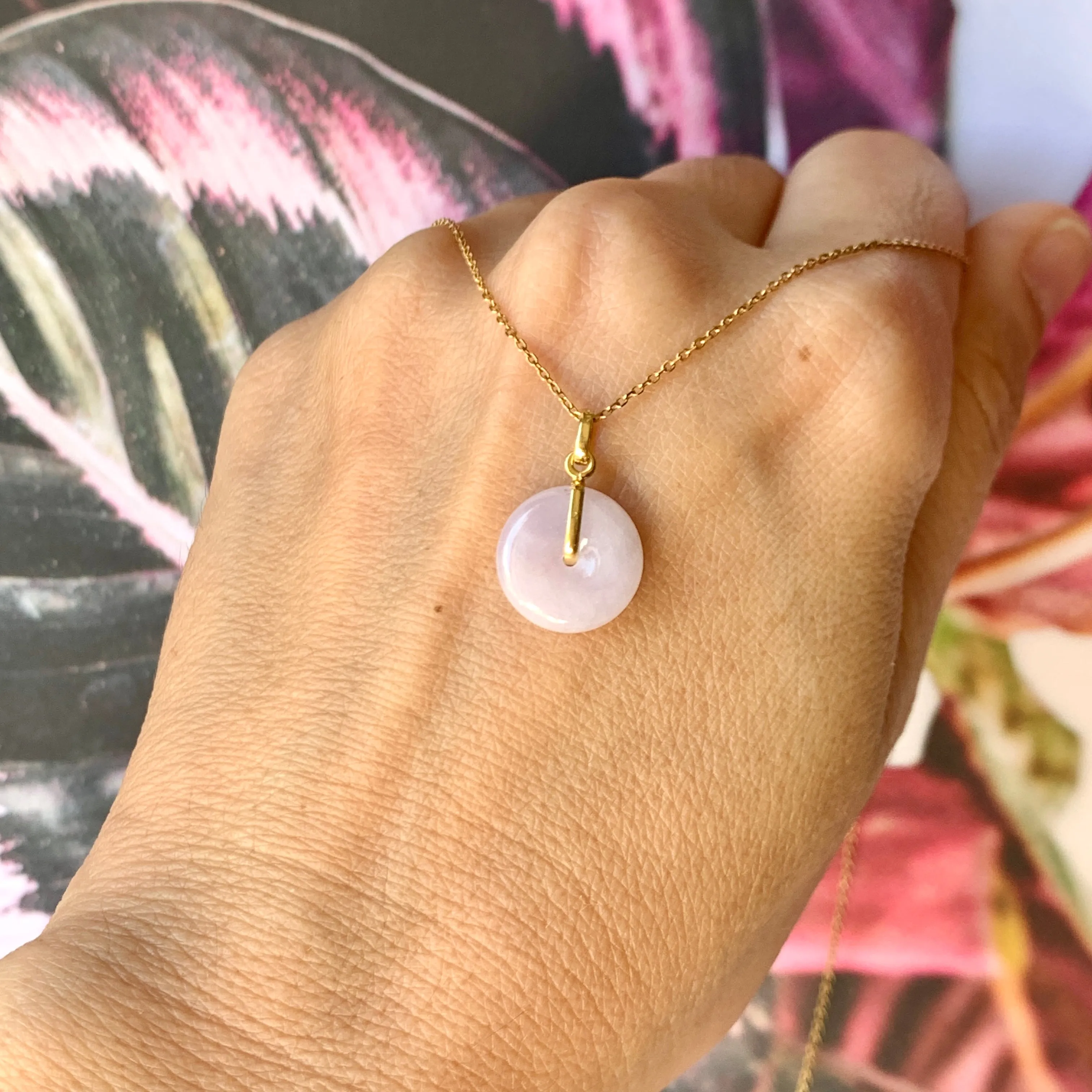 SOLD OUT: A-Grade Natural Lilac Jadeite Mini Donut Pendant No.172286