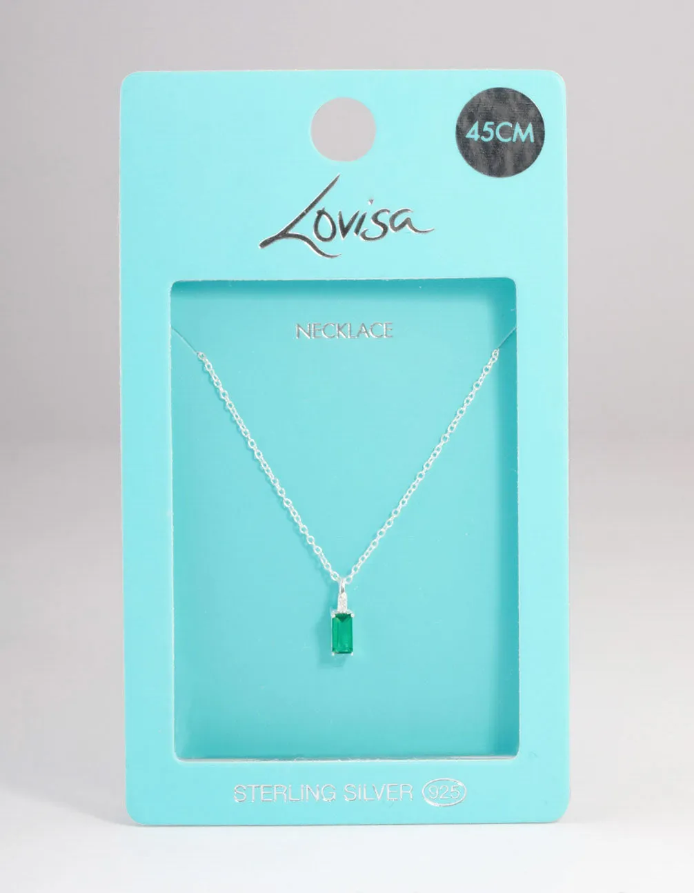 Sterling Silver Cubic Zirconia Emerald Cut Pendant Necklace