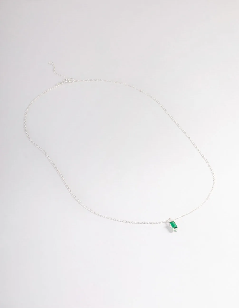 Sterling Silver Cubic Zirconia Emerald Cut Pendant Necklace