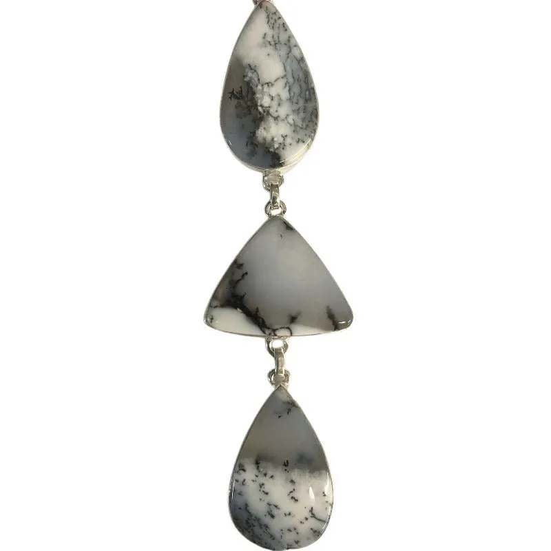 Sterling Silver Dendritic Agate Gemstone Bracelet