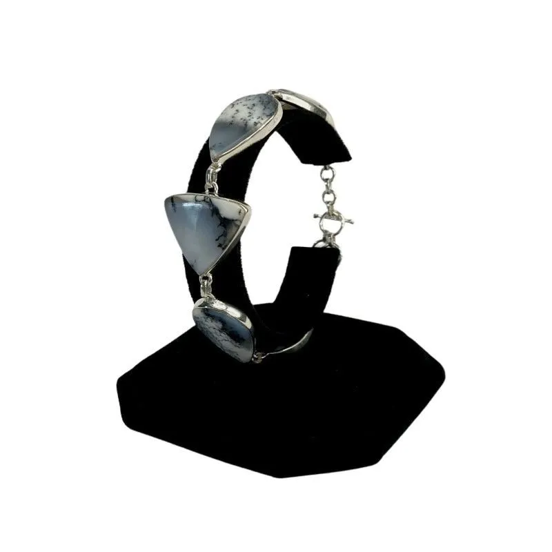 Sterling Silver Dendritic Agate Gemstone Bracelet