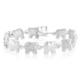 Sterling Silver Diamond Elephant 19.5cm Bracelet