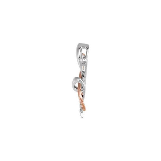 Sterling Silver Genuine Pink Sapphire and Rose Gold Heart Pendant