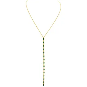 Sterling Silver Gold Plated Emerald CZ Lariat Necklace