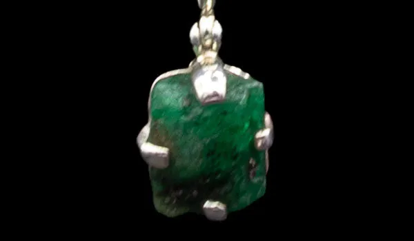 Sterling Silver Raw Emerald Necklace