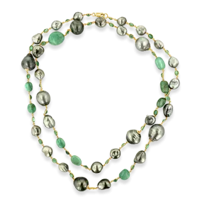 Tahitian Pearl & Emerald Necklace