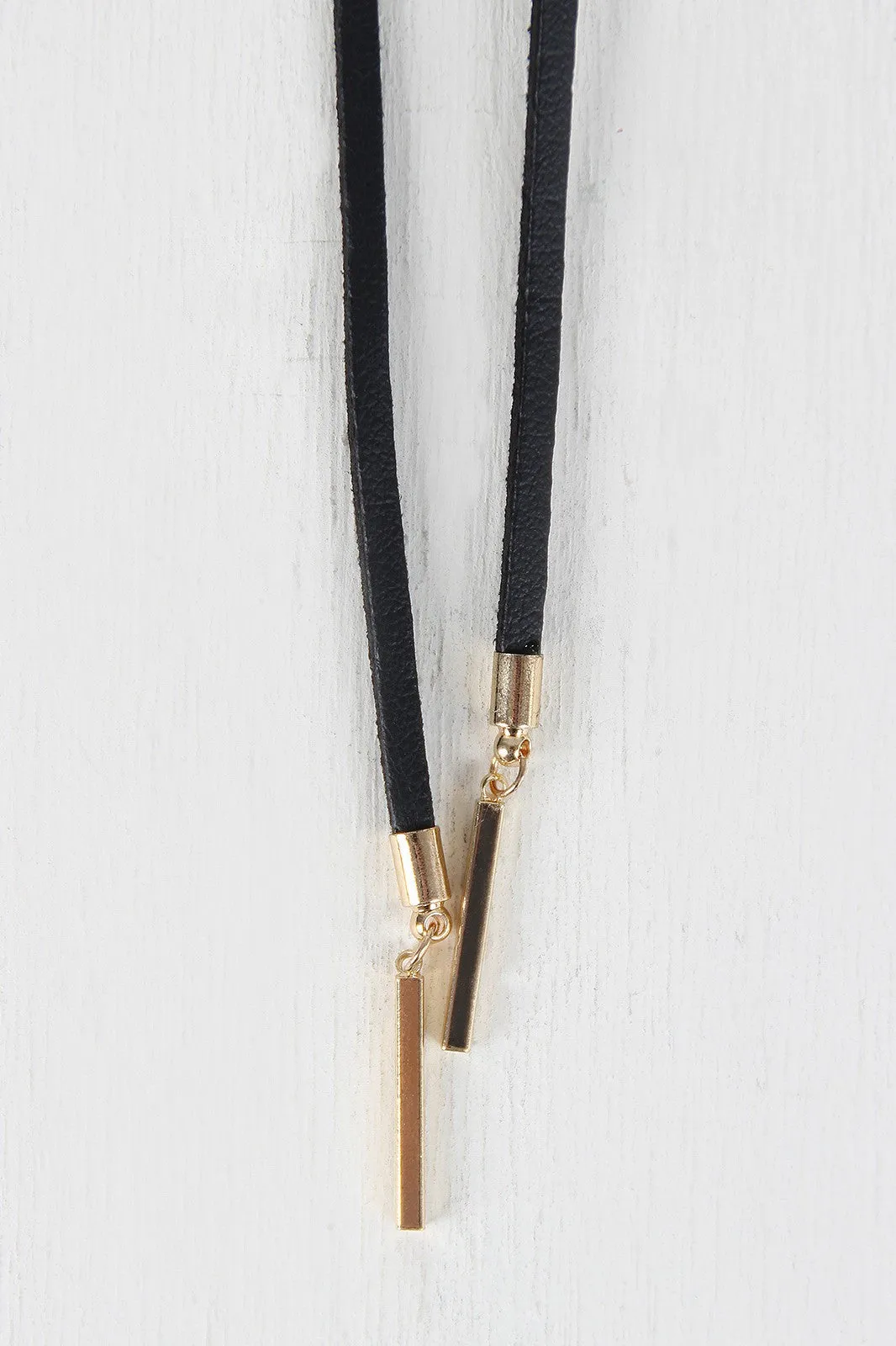 Three Piece Vegan Leather Necklace Set
