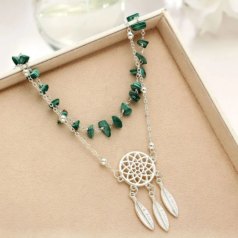 Trendy Green Dream Catcher Ankle Bracelets