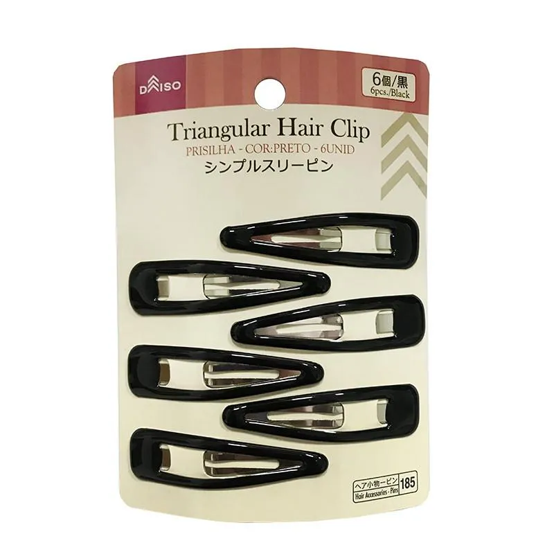 Triangular Hair Clip - 6 Pcs. - Black-