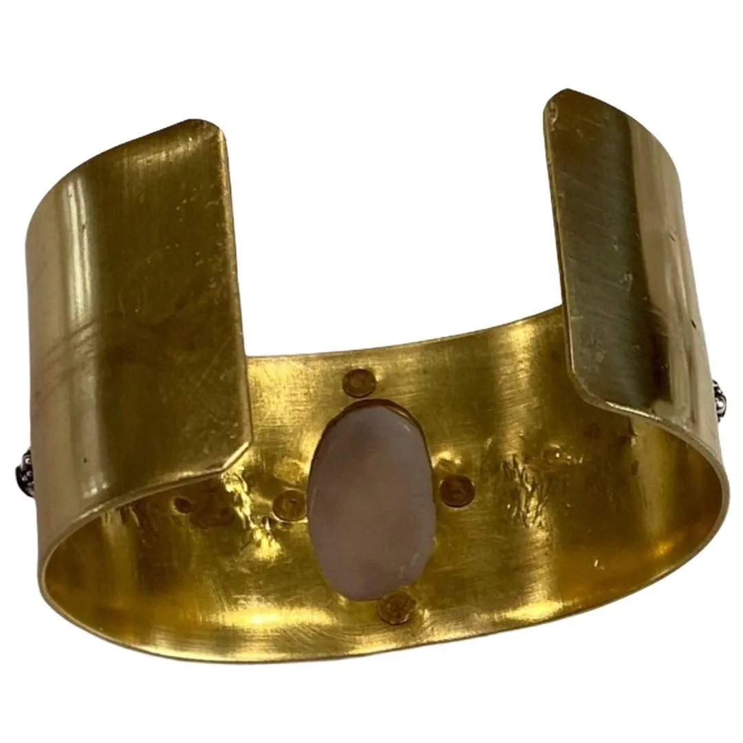 Unique Rose Quartz Statement Cuff Bracelet