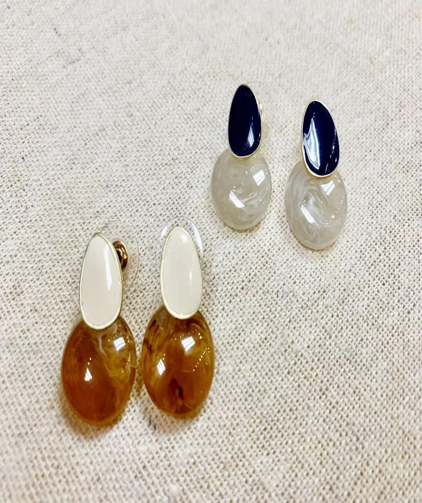 Vintage Resin Stud Drop Earrings Dangle Geometric