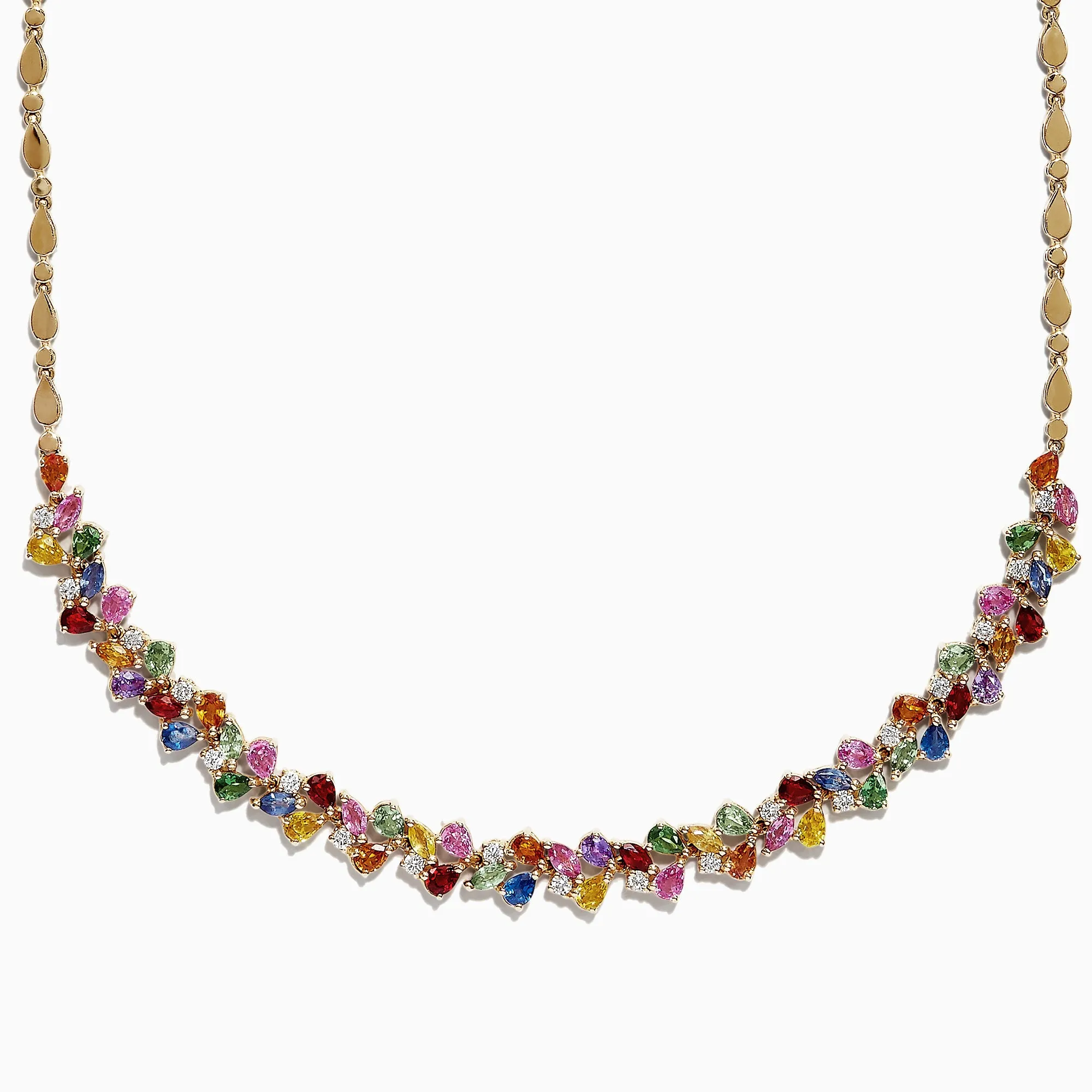 Watercolors 14K Gold Multi Sapphire & Diamond Necklace, 12.94 TCW