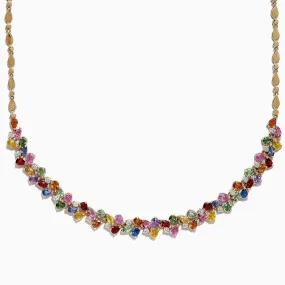 Watercolors 14K Gold Multi Sapphire & Diamond Necklace, 12.94 TCW