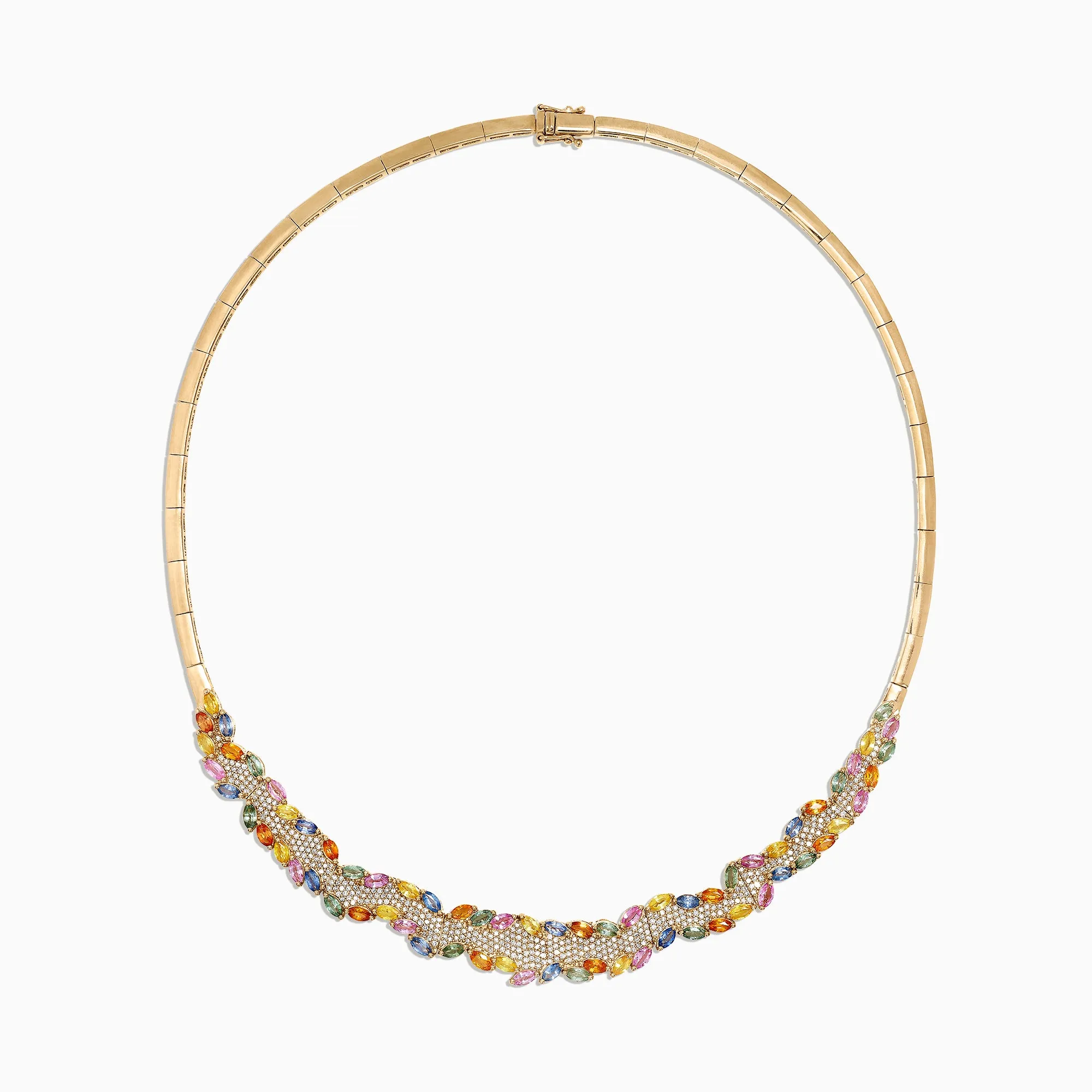 Watercolors 14K Gold Multi Sapphire and Diamond Necklace, 12.86 TCW