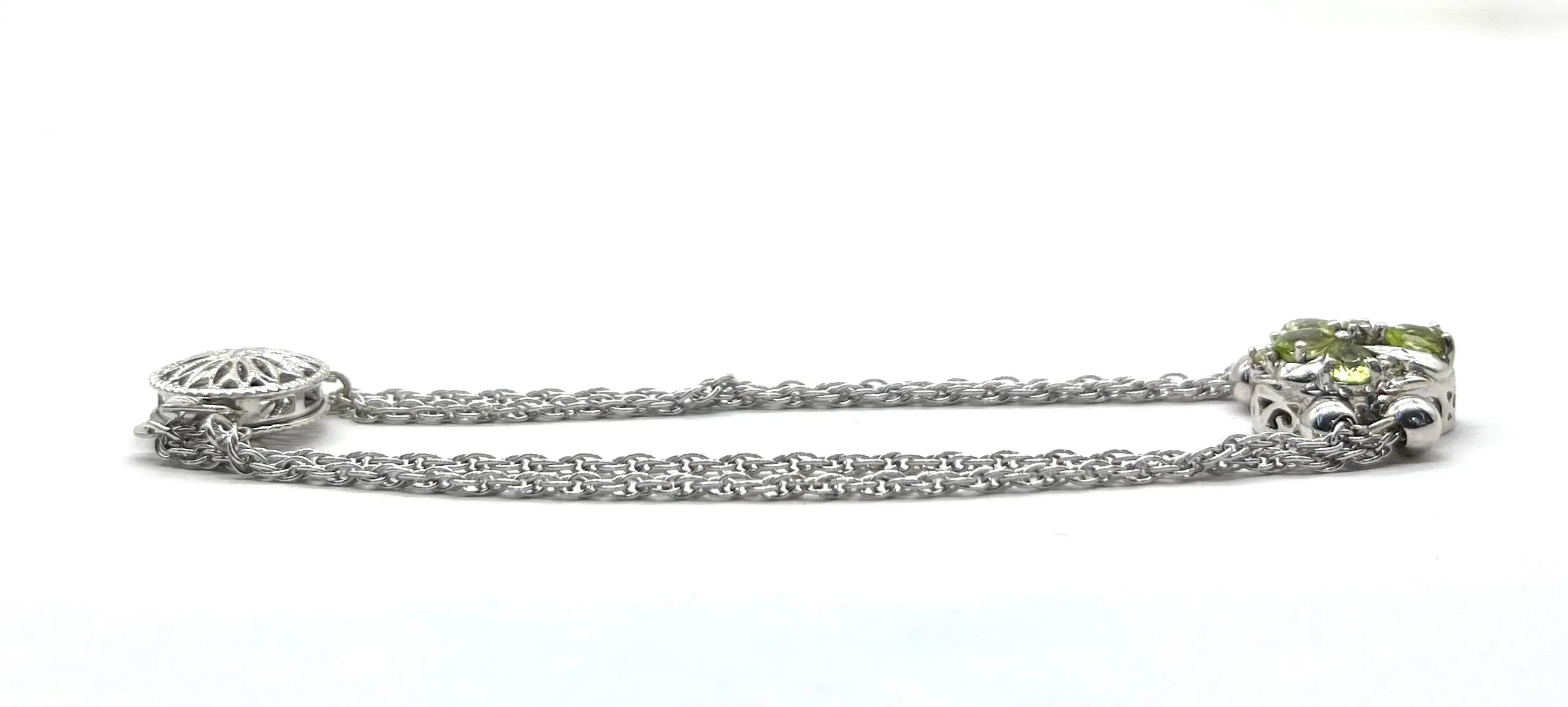 White Gold Slide Bracelet with Peridot Cross Slide
