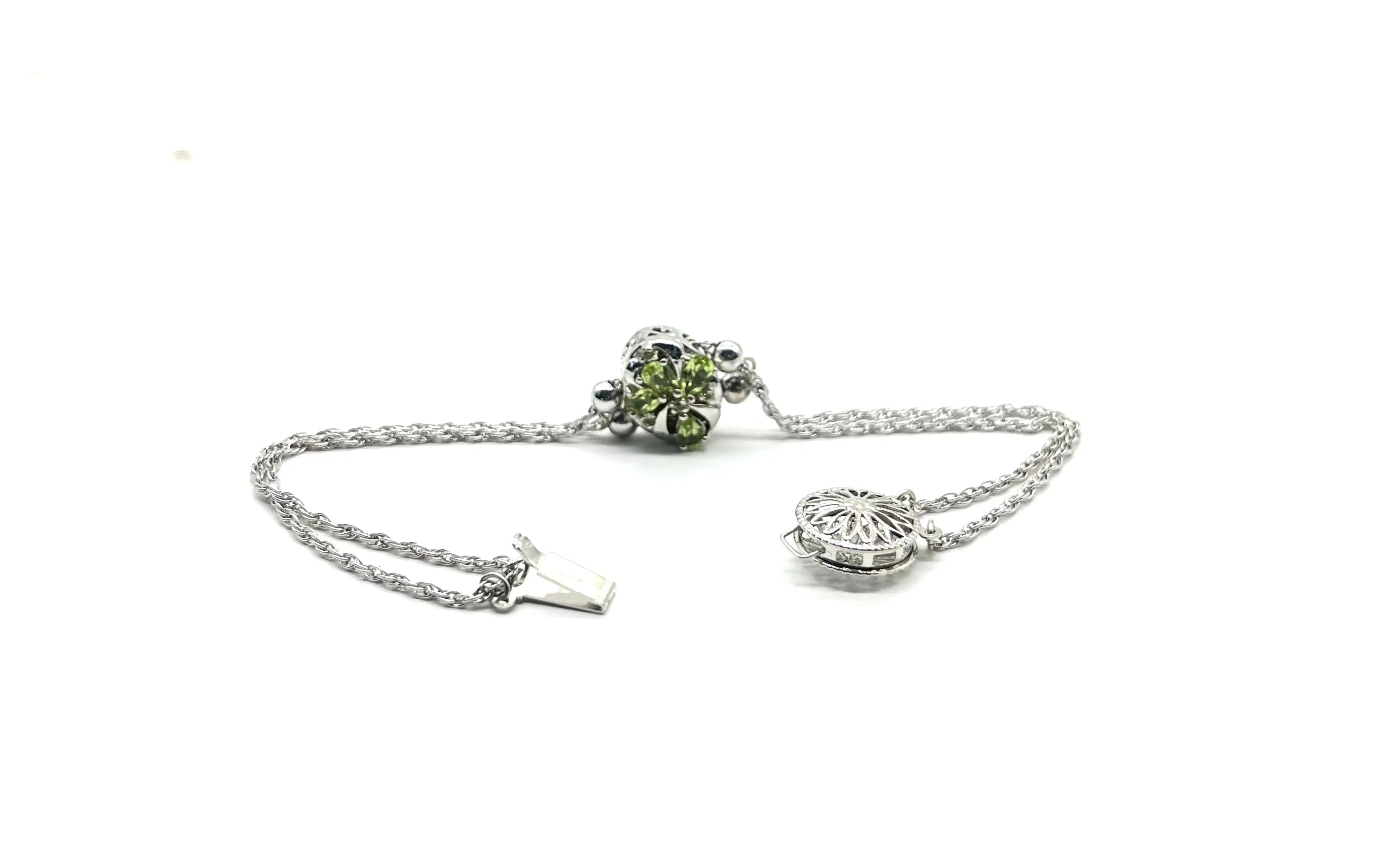 White Gold Slide Bracelet with Peridot Cross Slide